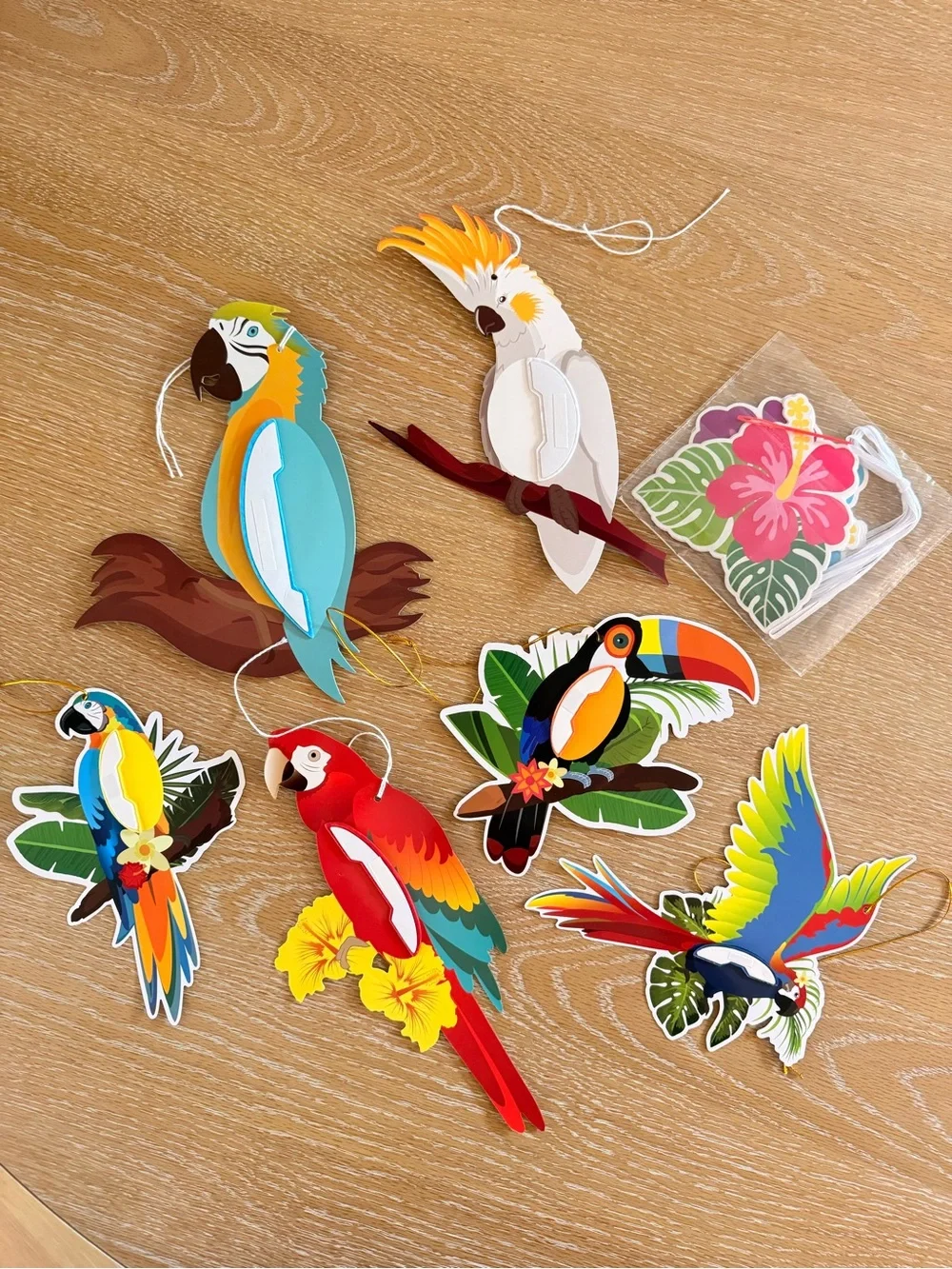 Tropical Birds and Flower Banner Hawaiian Luau Hula Party Decorations